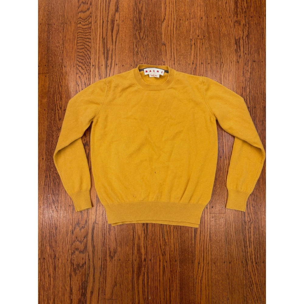 Marni 100% Cashmere Sweater Mustard Yellow Italy 38 Small Holes